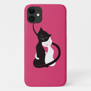 Capa Para iPhone Da Case-Mate Abraçando gatos do amor - rosa bonito da arte do