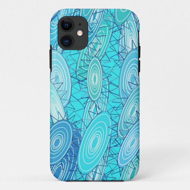 Capa Para iPhone Da Case-Mate abstrato de "Vinil Blues" - turquesa, azul, branco (Verso)