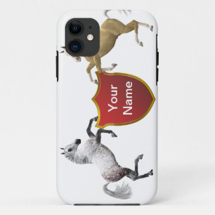 Capa Para iPhone Da Case-Mate Adicione seu nome ao escudo mantido por cavalos de