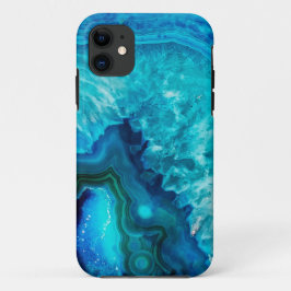 Capa Para iPhone Da Case-Mate Agato de mármore azul moderno