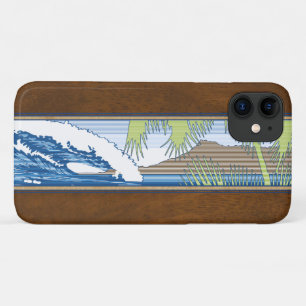 Capa Para iPhone Da Case-Mate Ala Moana Havaiana Faux Koa Surf Sinal de Madeira