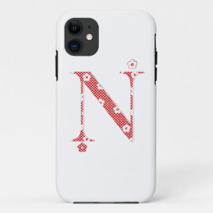 Capa Para iPhone Da Case-Mate alfabeto floral N (vermelho e pontos)