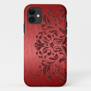 Capa Para iPhone Da Case-Mate Alumínio e rendas flóricas com Red Brutado Metálic
