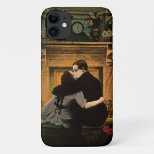 Capa Para iPhone Da Case-Mate Amor e Romance Vintage, Beijo na Lareira Romântica