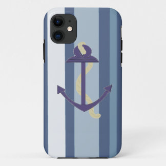 Capa Para iPhone Da Case-Mate Âncora Azul em Fundo Listrado
