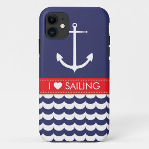 Capa Para iPhone Da Case-Mate Âncora com ondas e nome feito sob encomenda no