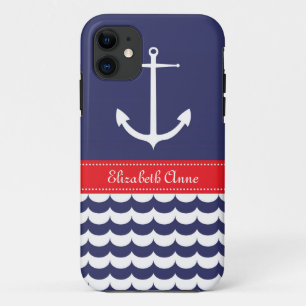 Capa Para iPhone Da Case-Mate Âncora com ondas e nome feito sob encomenda no