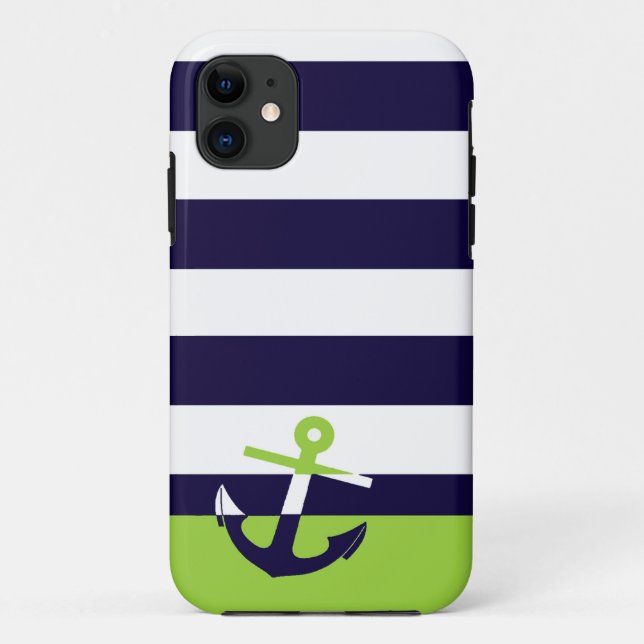 Capa Para iPhone Da Case-Mate Âncora do marinho/verde limão (Verso)