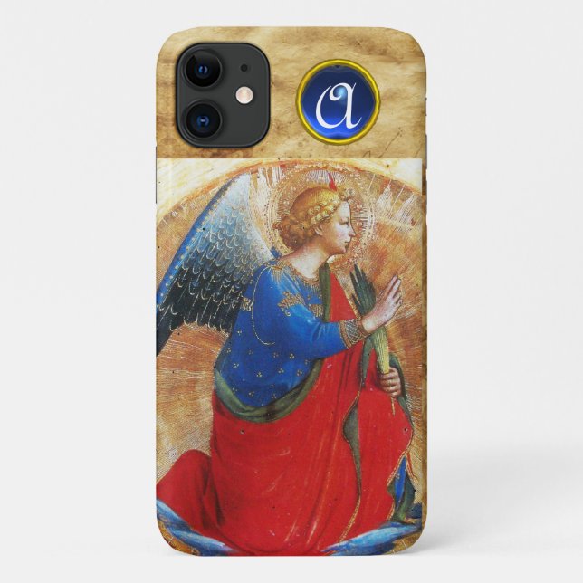 CAPA PARA iPhone DA Case-Mate ÂNGULO EM MONOGRAMA DOURADA VERMELHA E AZUL GEMSTO (Verso)