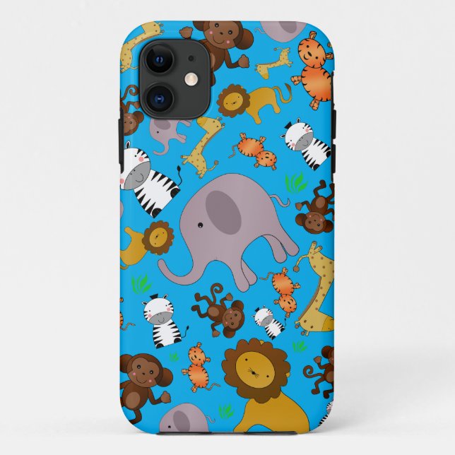 Capa Para iPhone Da Case-Mate Animais da selva azul-céu (Verso)