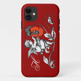 Capa Para iPhone Da Case-Mate ANJO PINTANDO UMA FLORES VERMELHAS,MONOGRAMA,Verme