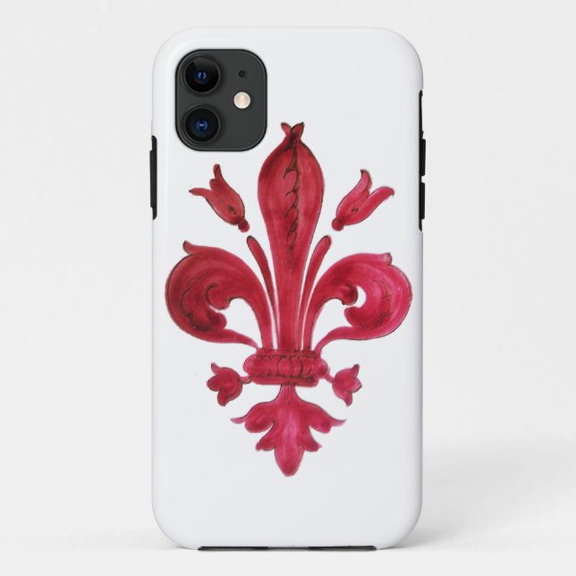 CAPA PARA iPhone DA Case-Mate ANTIGO VERMELHO FLEUR DE LIS EM BRANCO FLORAL HERÁ (Verso)