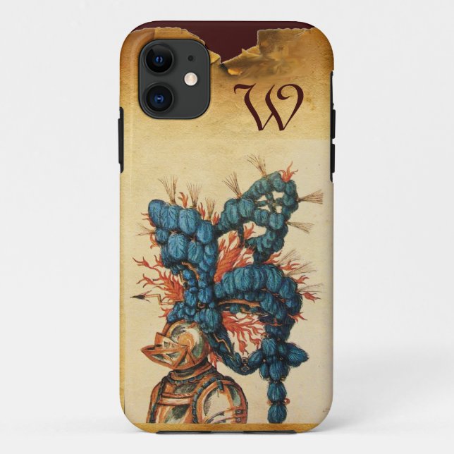 CAPA PARA iPhone DA Case-Mate ANTIQUE KNIGHT HELMET COM PENAS AZUIS VERMELHAS (Verso)