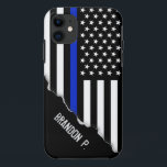 Capa Para iPhone Da Case-Mate Apagar | Linha Azul fina Bandeira Americana<br><div class="desc">Apresentando uma aparência exclusiva e incomum que irá virar cabeças, esta capas de iphone é marcada com o nome personalizado ou as iniciais do membro da equipe de serviço. O caso apresenta uma vibrante bandeira da Polícia de Linha Azul fina com uma linha azul de cobalto brilhante que atravessa o...</div>
