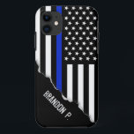 Capa Para iPhone Da Case-Mate Apagar | Linha Azul fina Bandeira Americana<br><div class="desc">Apresentando uma aparência exclusiva e incomum que irá virar cabeças, esta capas de iphone é marcada com o nome personalizado ou as iniciais do membro da equipe de serviço. O caso apresenta uma vibrante bandeira da Polícia de Linha Azul fina com uma linha azul de cobalto brilhante que atravessa o...</div>