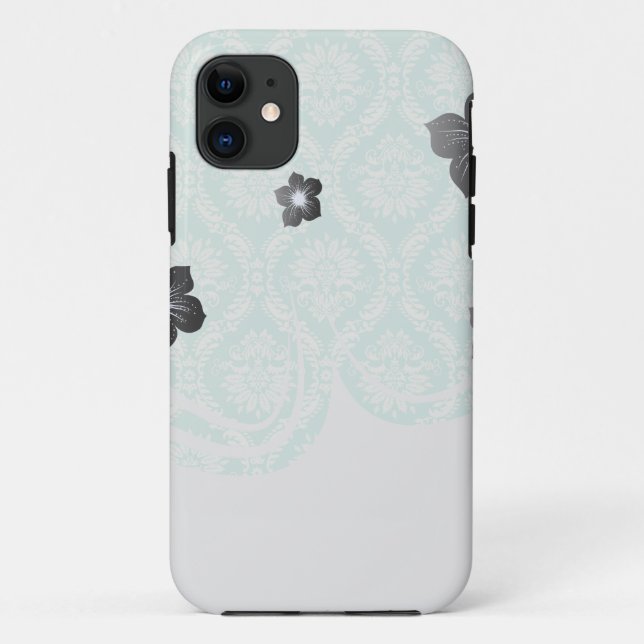 Capa Para iPhone Da Case-Mate aqua e creme pulgas elegantes damask (Verso)