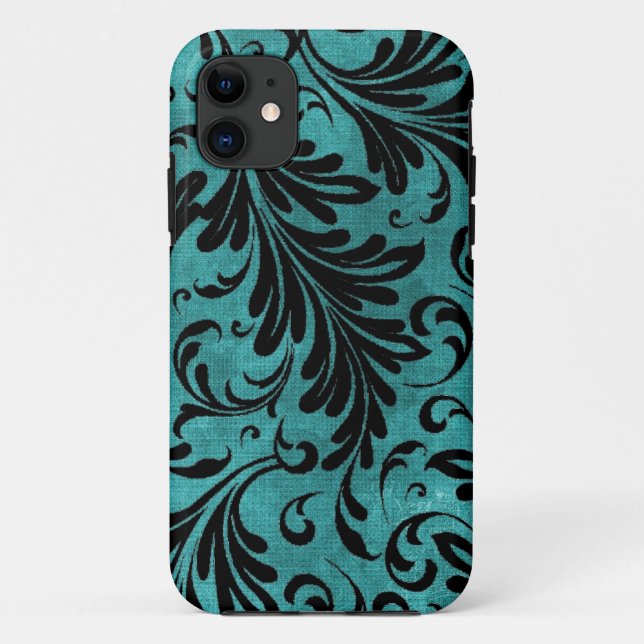 Capa Para iPhone Da Case-Mate Aquarela Acanthus Deixa Aqua Turquesa Negra (Verso)
