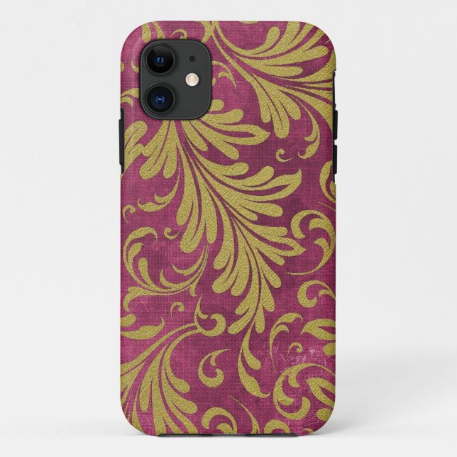 Capa Para iPhone Da Case-Mate Aquarela Acanthus Deixa O Magenta Puro Dourado (Verso)