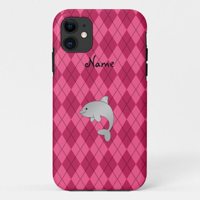 Capa Para iPhone Da Case-Mate Argyle conhecido personalizado do rosa do golfinho (Verso)