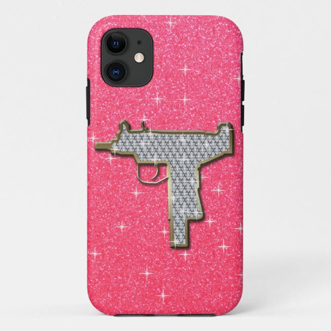 Capa Para iPhone Da Case-Mate Arma Uzi Rosa Bling (Verso)