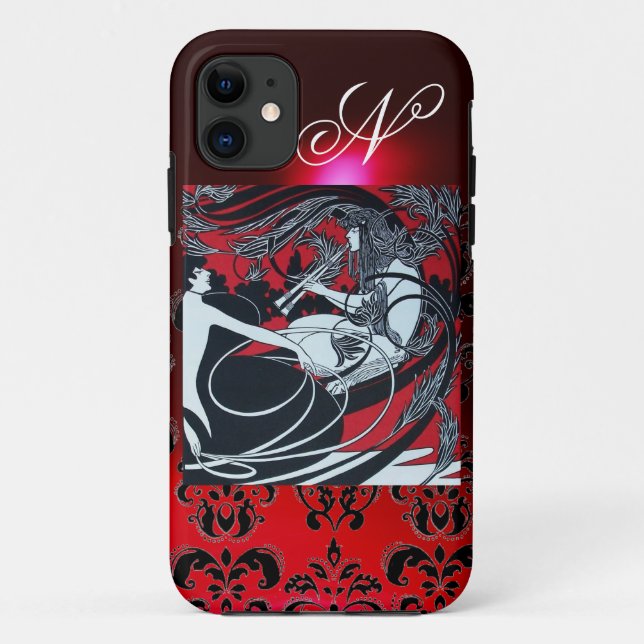 CAPA PARA iPhone DA Case-Mate ART NOUVEAU PAN, VERMELHO NEGRO, MONOGRAMA DE MASS (Verso)