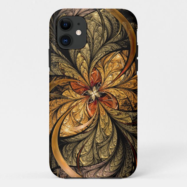 Capa Para iPhone Da Case-Mate Arte de brilho do Fractal das folhas (Verso)