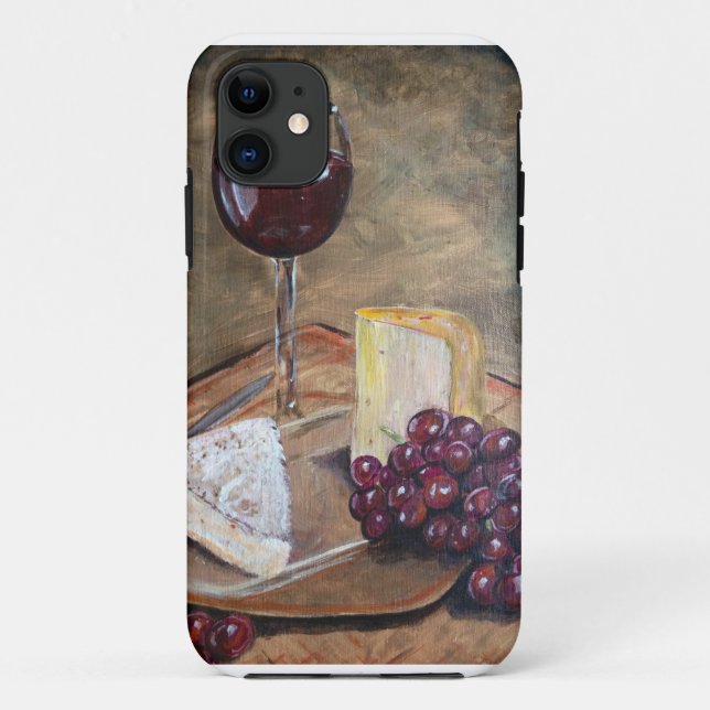 Capa Para iPhone Da Case-Mate Arte elegante do vinho e do queijo (Verso)