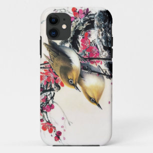 Capa Para iPhone Da Case-Mate Árvore de cereja vermelha do pássaro marrom boni