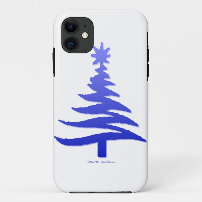 Capa Para iPhone Da Case-Mate Árvore de Natal Estêncil Azul Cobalto (Verso)