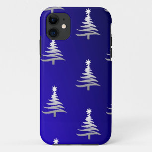 Capa Para iPhone Da Case-Mate Árvores de Natal Prateadas em Azul Cobalto
