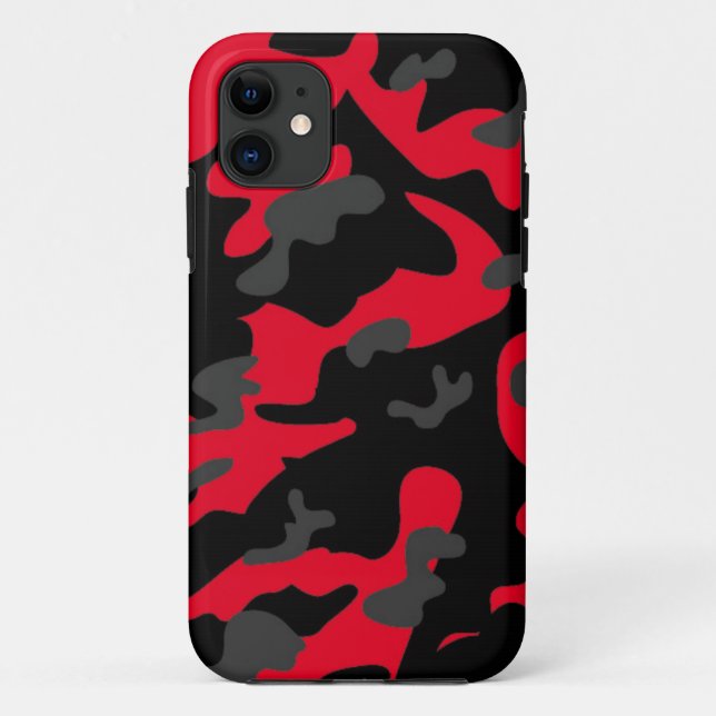 Capa Para iPhone Da Case-Mate As forças armadas pretas vermelhas camuflam (Verso)