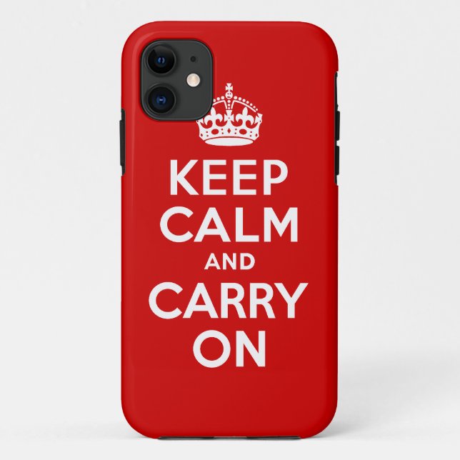 Capa Para iPhone Da Case-Mate Autêntico mantenha a calma e continue o vermelho e (Verso)