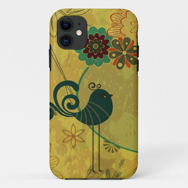 Capa Para iPhone Da Case-Mate ave-rico e vetor floral moderno (Verso)