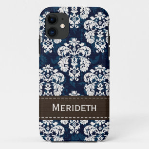 Capa Para iPhone Da Case-Mate Azuis marinhos e damasco de Brown