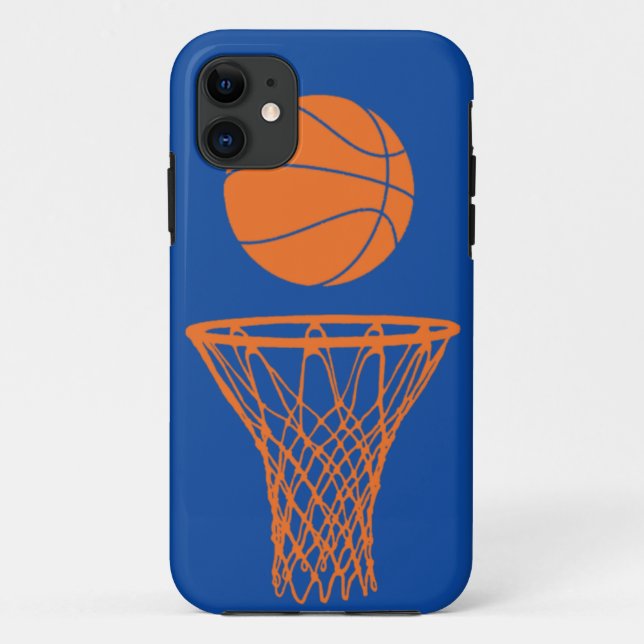 Capa Para iPhone Da Case-Mate azul de Knicks da silhueta do basquetebol do (Verso)