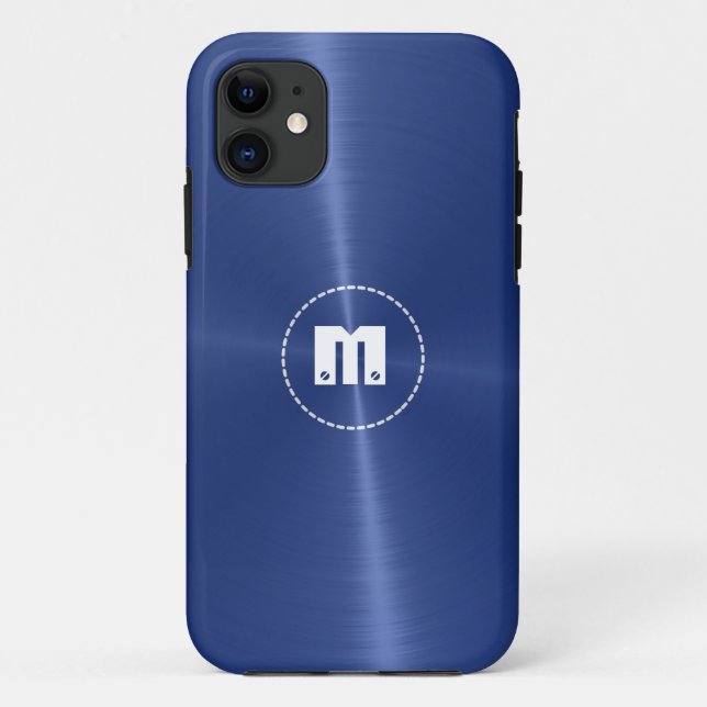 Capa Para iPhone Da Case-Mate Azul escuro, brilhante, metal de aço inoxidável (Verso)