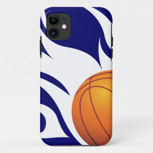 Capa Para iPhone Da Case-Mate Azul flamejante e branco do basquetebol