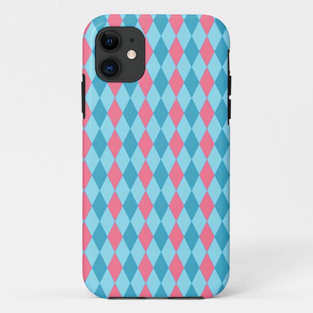 Capa Para iPhone Da Case-Mate Azul-rosa-argyle (Verso)