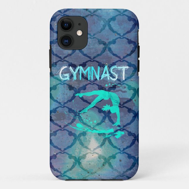 Capa Para iPhone Da Case-Mate Azul tribal do teste padrão do Gymnast (Verso)