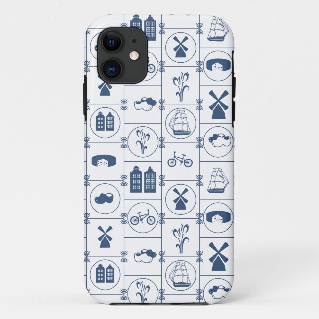Capa Para iPhone Da Case-Mate Azulejos azuis holandeses (Verso)