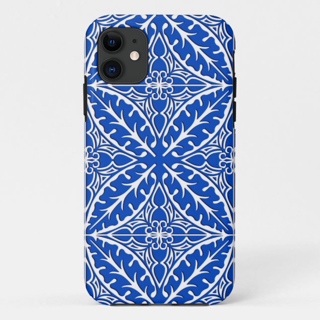 Capa Para iPhone Da Case-Mate Azulejos marroquinos - azul cobalto e branco (Verso)