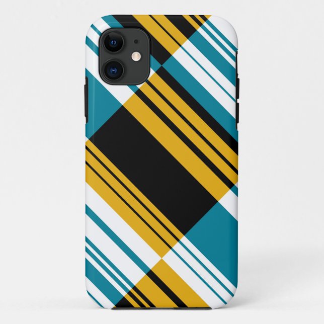 Capa Para iPhone Da Case-Mate Bandas diagonais brancas, amarelas, azuis e pretas (Verso)
