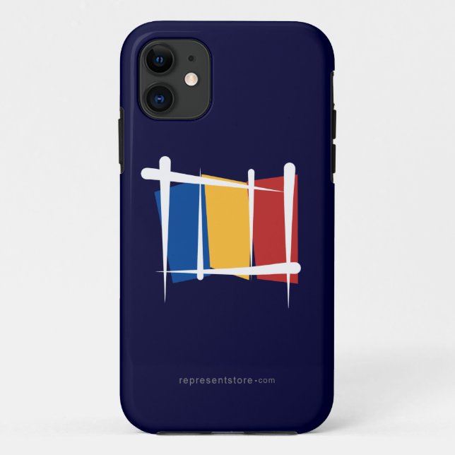 Capa Para iPhone Da Case-Mate Bandeira da escova de Romania (Verso)