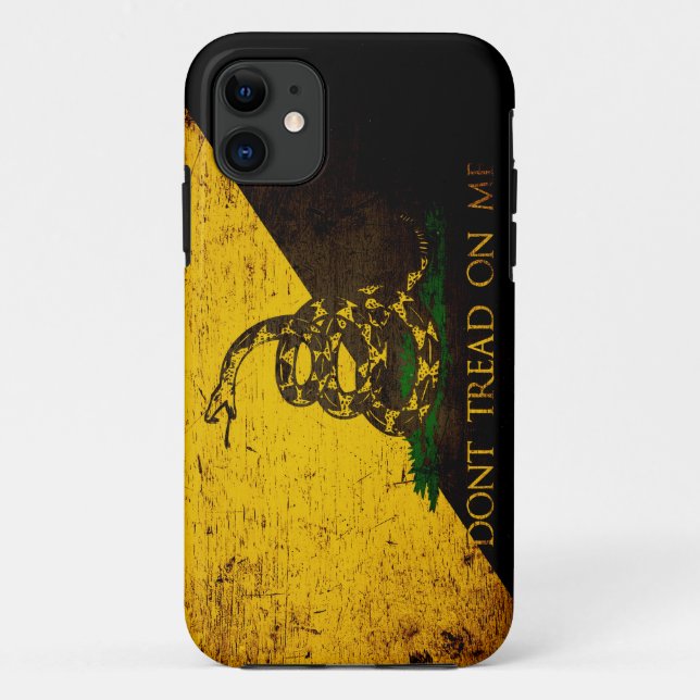 Capa Para iPhone Da Case-Mate Bandeira preta de Anarcho Gadsden do Grunge (Verso)