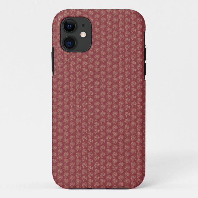 Capa Para iPhone Da Case-Mate Beige no Padrão Miniimpressão Floral Maroon (Verso)