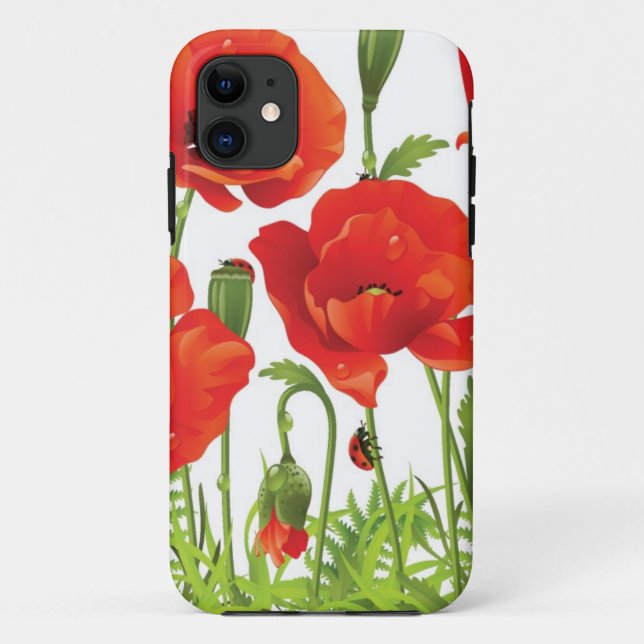 Capa Para iPhone Da Case-Mate Beira horizontal com papoila vermelha (Verso)