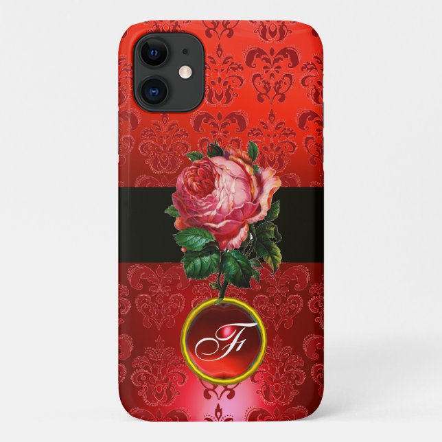 CAPA PARA iPhone DA Case-Mate BELA ROSA PINK VERMELHA PRETA DAMASCO RUBI MONOGRA (Verso)