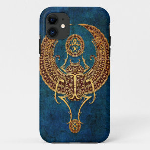 Capa Para iPhone Da Case-Mate Besouro egípcio voado com Ankh - azul do