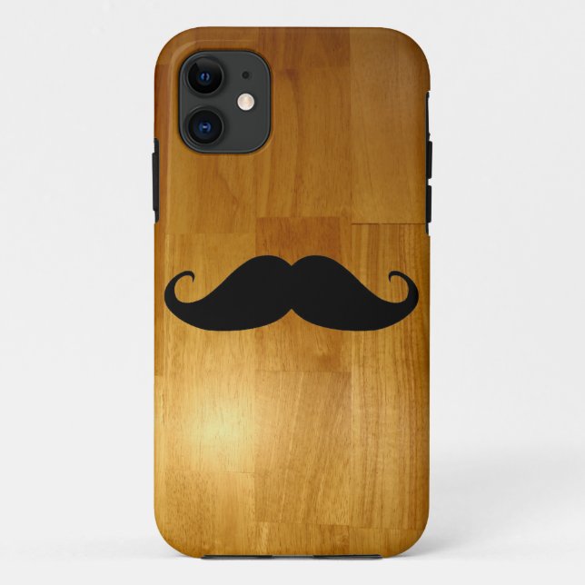 Capa Para iPhone Da Case-Mate Bigode engraçado no fundo de madeira brilhante da (Verso)