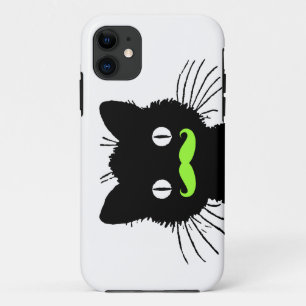 CAPA PARA iPhone DA Case-Mate BIGODE ENGRAÇADO PRETO RETRO DO VERDE LIMÃO DO CAT